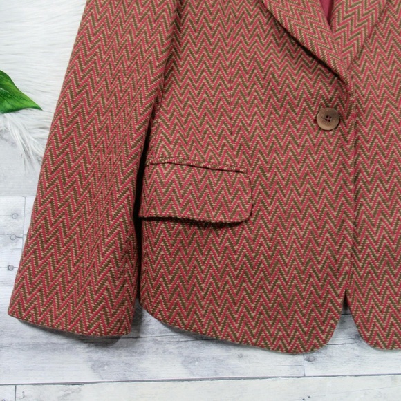 GIORGIO ARMANI Vintage Wool Chevron Single Button Blazer Women’s 44 US Size 10 - Picture 5 of 12